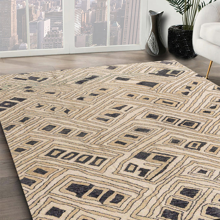 Machine Washable Abstract Dark Almond Brown Rug in a Family Room, wshabs4749