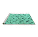 Sideview of Machine Washable Abstract Turquoise Modern Area Rugs, wshabs4749turq