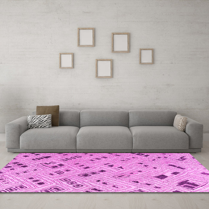 Machine Washable Abstract Pink Modern Rug in a Living Room, wshabs4749pnk