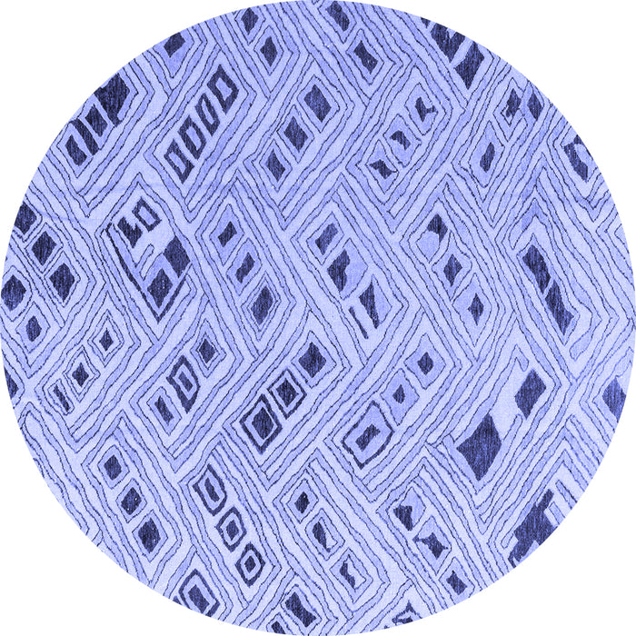 Round Abstract Blue Modern Rug, abs4749blu