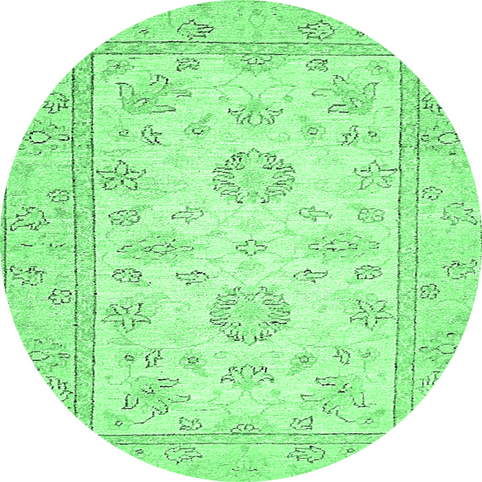 Round Oriental Emerald Green Traditional Rug, abs474emgrn