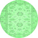 Round Oriental Emerald Green Traditional Rug, abs474emgrn