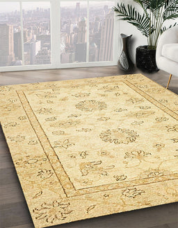 Machine Washable Abstract Sun Yellow Rug in a Family Room, wshabs474