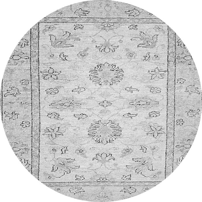 Round Machine Washable Oriental Gray Traditional Rug, wshabs474gry
