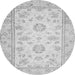 Round Machine Washable Oriental Gray Traditional Rug, wshabs474gry