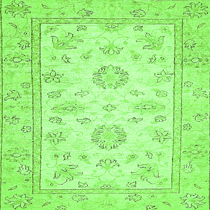 Square Oriental Green Traditional Rug, abs474grn