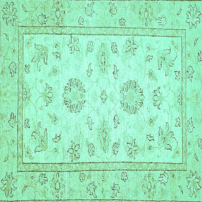 Square Oriental Turquoise Traditional Rug, abs474turq