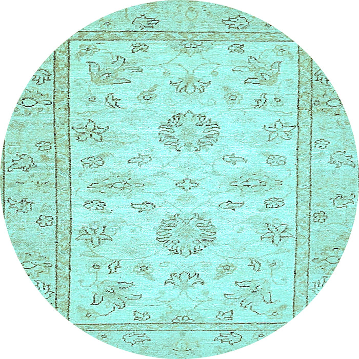 Round Oriental Light Blue Traditional Rug, abs474lblu