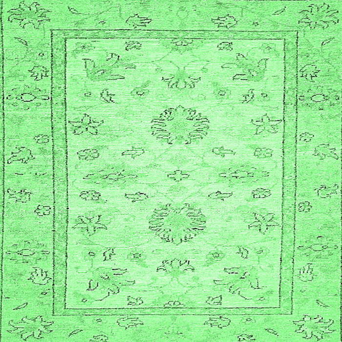 Square Oriental Emerald Green Traditional Rug, abs474emgrn