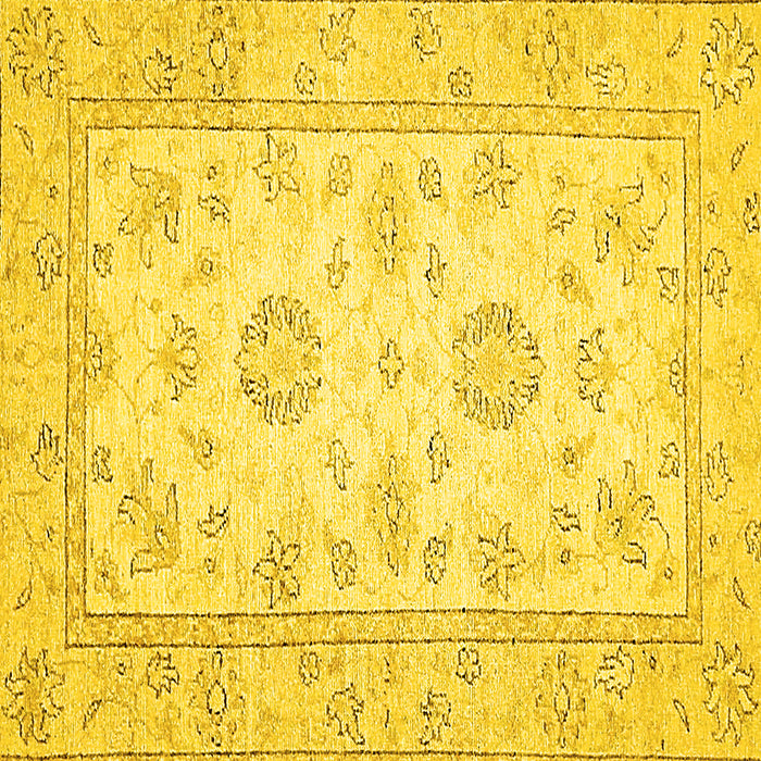 Square Machine Washable Oriental Yellow Traditional Rug, wshabs474yw