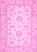 Machine Washable Oriental Pink Traditional Rug, wshabs474pnk