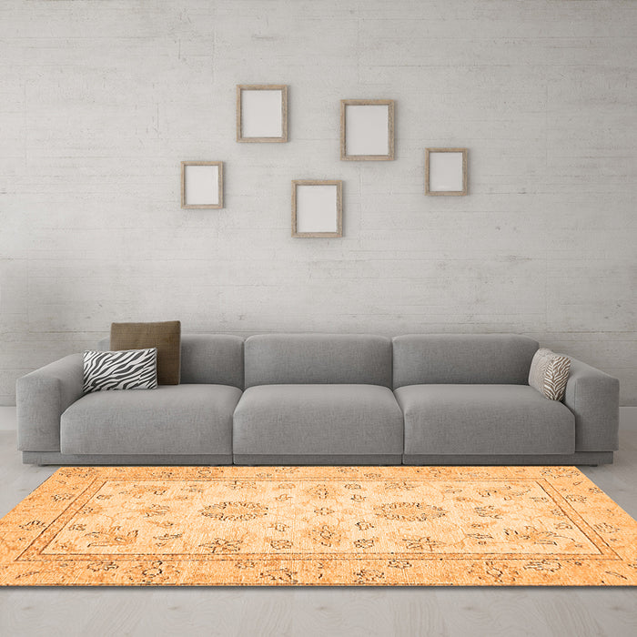 Machine Washable Oriental Orange Traditional Area Rugs in a Living Room, wshabs474org