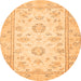 Round Machine Washable Oriental Orange Traditional Area Rugs, wshabs474org