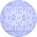 Round Machine Washable Oriental Blue Traditional Rug, wshabs474blu