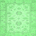 Square Machine Washable Oriental Emerald Green Traditional Area Rugs, wshabs474emgrn