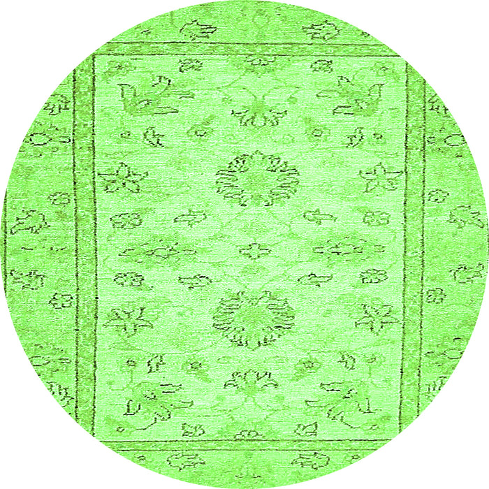 Round Machine Washable Oriental Green Traditional Area Rugs, wshabs474grn