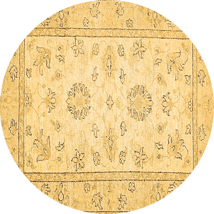 Round Machine Washable Oriental Brown Traditional Rug, wshabs474brn