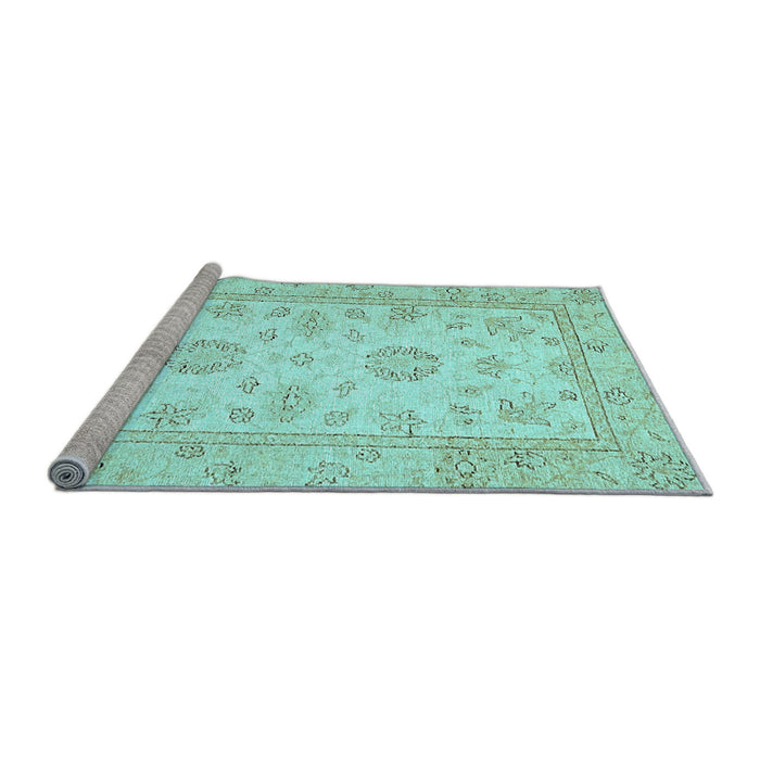 Sideview of Machine Washable Oriental Light Blue Traditional Rug, wshabs474lblu