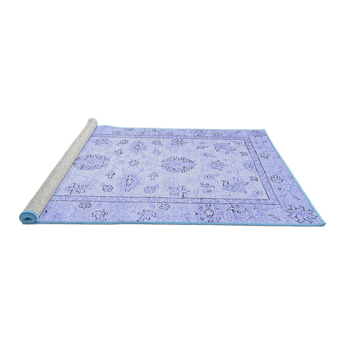 Sideview of Machine Washable Oriental Blue Traditional Rug, wshabs474blu