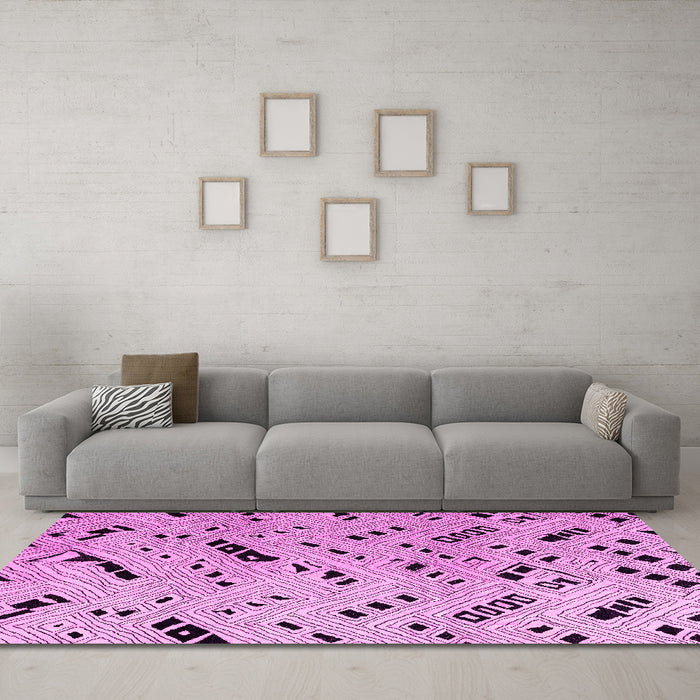 Machine Washable Solid Pink Modern Rug in a Living Room, wshabs4750pnk