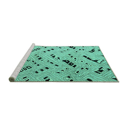 Sideview of Machine Washable Solid Turquoise Modern Area Rugs, wshabs4750turq