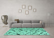 Machine Washable Solid Turquoise Modern Area Rugs in a Living Room,, wshabs4750turq