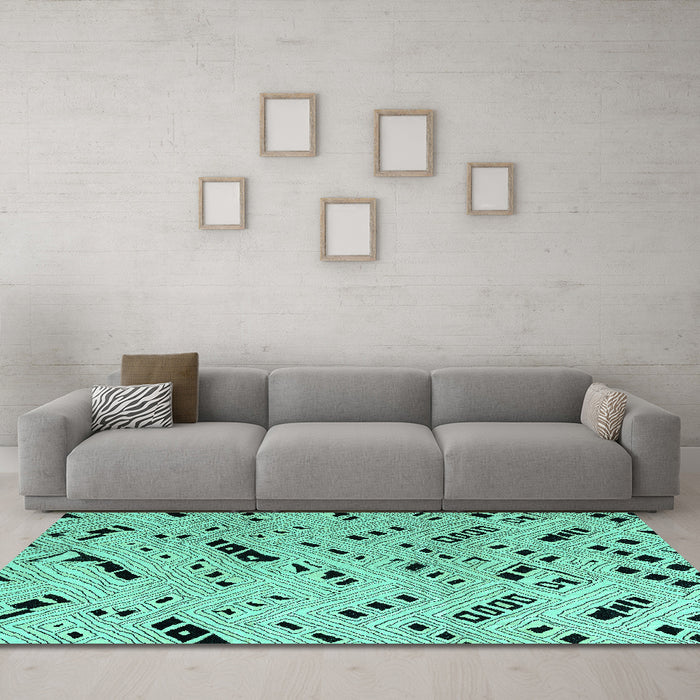 Machine Washable Solid Turquoise Modern Area Rugs in a Living Room,, wshabs4750turq