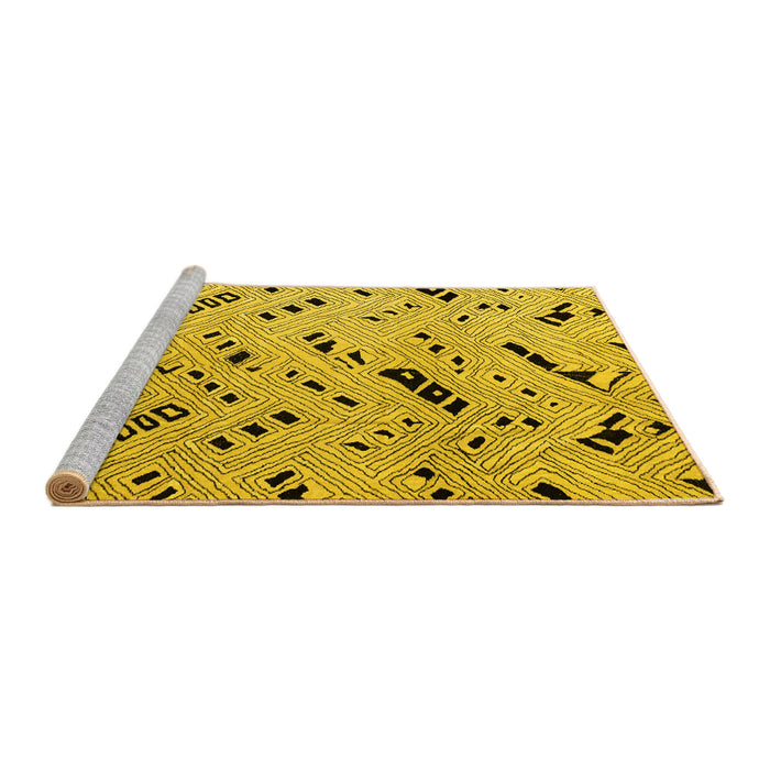 Sideview of Machine Washable Solid Yellow Modern Rug, wshabs4750yw