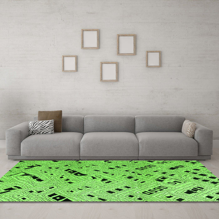 Machine Washable Solid Green Modern Area Rugs in a Living Room,, wshabs4750grn