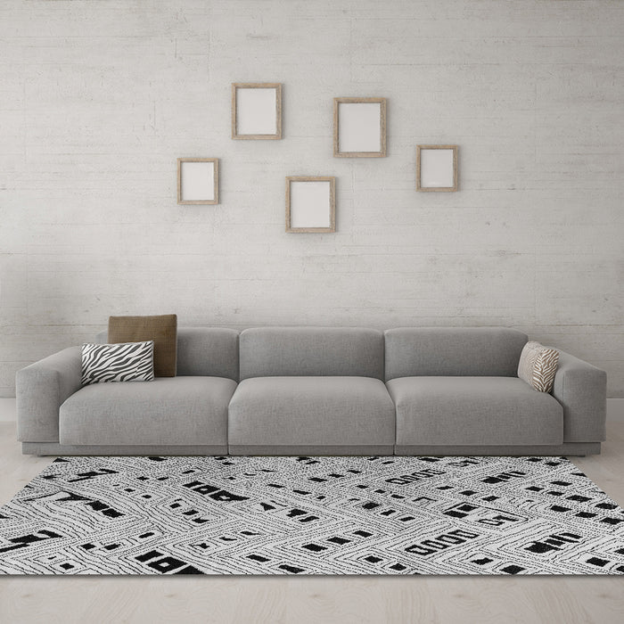 Machine Washable Solid Gray Modern Rug in a Living Room,, wshabs4750gry