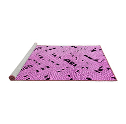 Sideview of Machine Washable Solid Pink Modern Rug, wshabs4750pnk