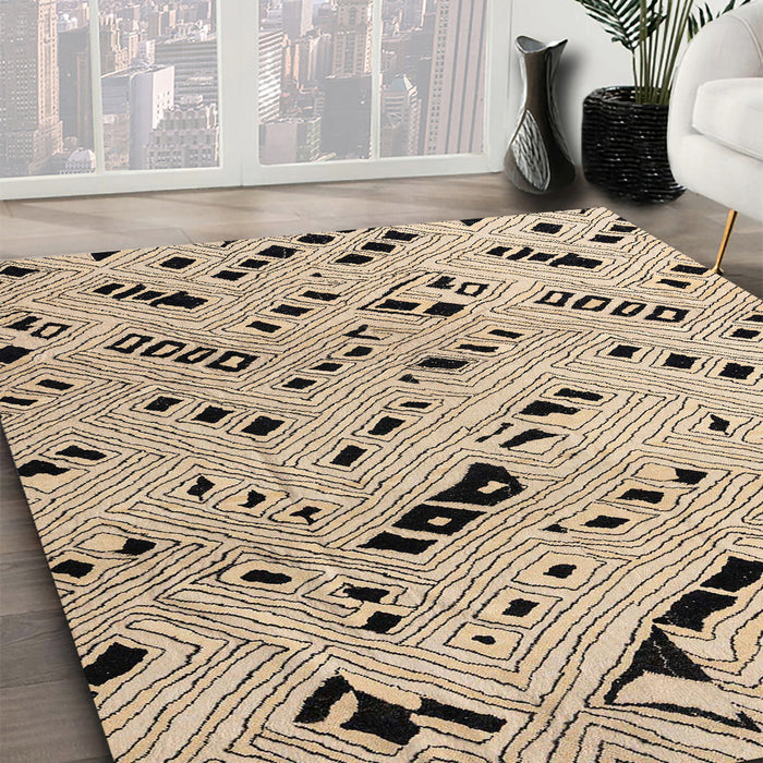 Abstract Pastel Orange Solid Rug in Family Room, abs4750