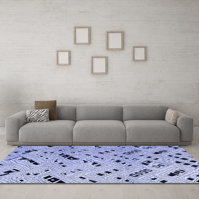 Machine Washable Solid Blue Modern Rug in a Living Room, wshabs4750blu