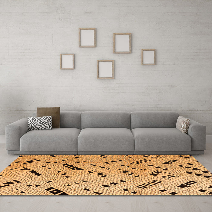 Machine Washable Solid Orange Modern Area Rugs in a Living Room, wshabs4750org