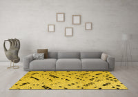 Machine Washable Solid Yellow Modern Rug, wshabs4750yw