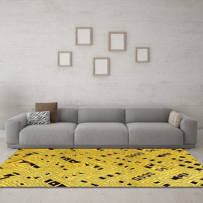 Machine Washable Solid Yellow Modern Rug in a Living Room, wshabs4750yw
