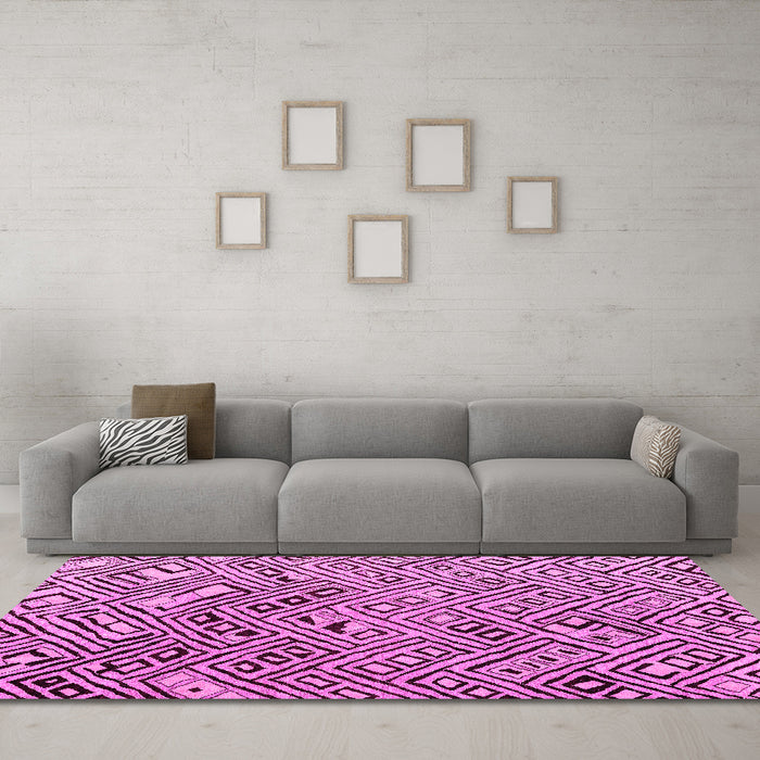 Machine Washable Solid Pink Modern Rug in a Living Room, wshabs4751pnk