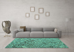Machine Washable Solid Turquoise Modern Area Rugs in a Living Room,, wshabs4751turq