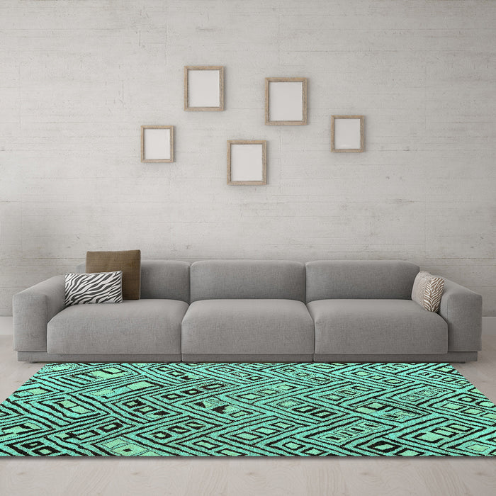 Machine Washable Solid Turquoise Modern Area Rugs in a Living Room,, wshabs4751turq