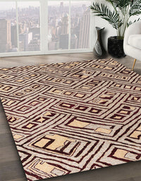 Abstract Red Brown Solid Rug, abs4751