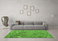 Machine Washable Solid Green Modern Rug, wshabs4751grn