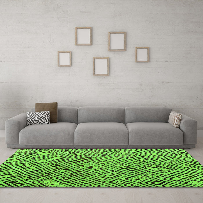 Machine Washable Solid Green Modern Area Rugs in a Living Room,, wshabs4751grn