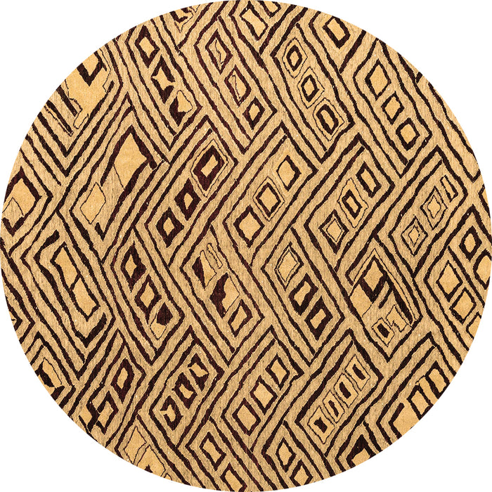 Round Machine Washable Solid Brown Modern Rug, wshabs4751brn