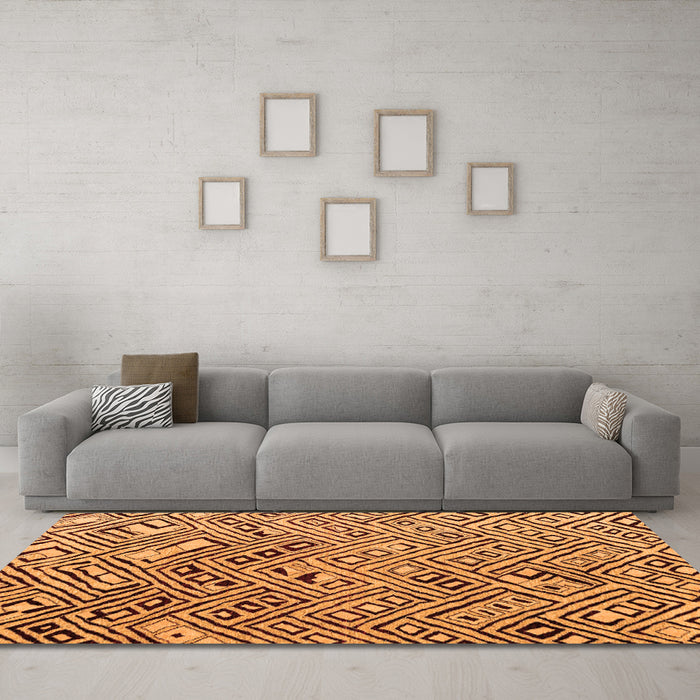 Machine Washable Solid Orange Modern Area Rugs in a Living Room, wshabs4751org