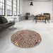 Round Machine Washable Abstract Red Brown Rug in a Office, wshabs4751