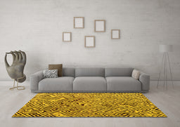 Machine Washable Solid Yellow Modern Rug in a Living Room, wshabs4751yw