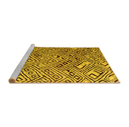 Sideview of Machine Washable Solid Yellow Modern Rug, wshabs4751yw