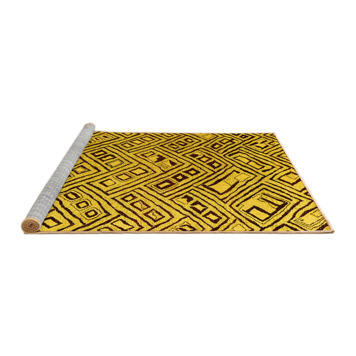 Sideview of Machine Washable Solid Yellow Modern Rug, wshabs4751yw