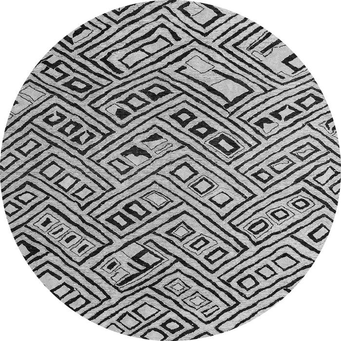 Round Machine Washable Solid Gray Modern Rug, wshabs4751gry