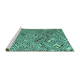 Sideview of Machine Washable Solid Turquoise Modern Area Rugs, wshabs4751turq